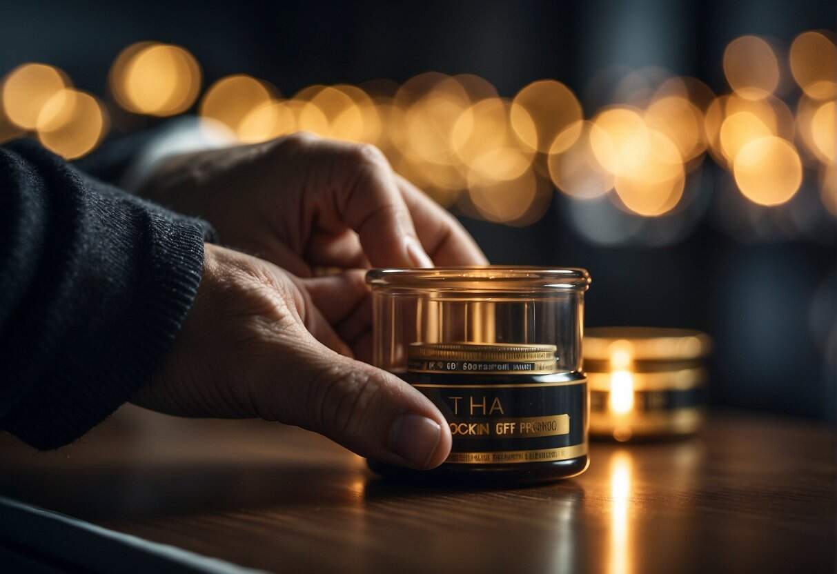 A person lighting a candle on a table, seeking solace and calm amid the wafting scent; perhaps finding respite from pain or turning to cannabis-infused THCa for relief.