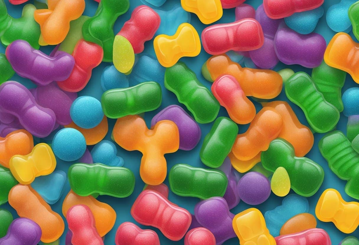 Colorful gummy bears on a blue background, perfect for any sweet tooth craving or candy-themed event.