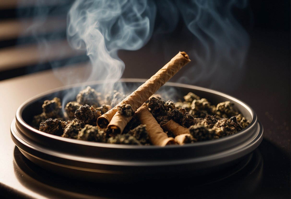 A bowl of marijuana with smoke coming out of it, demonstrating how to smoke a pre-roll.