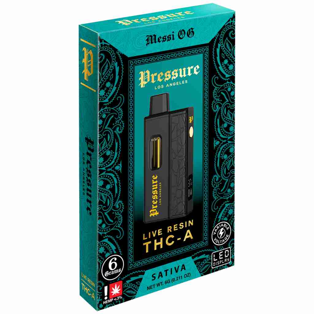 pressure live resin thca disposables 6g messi og