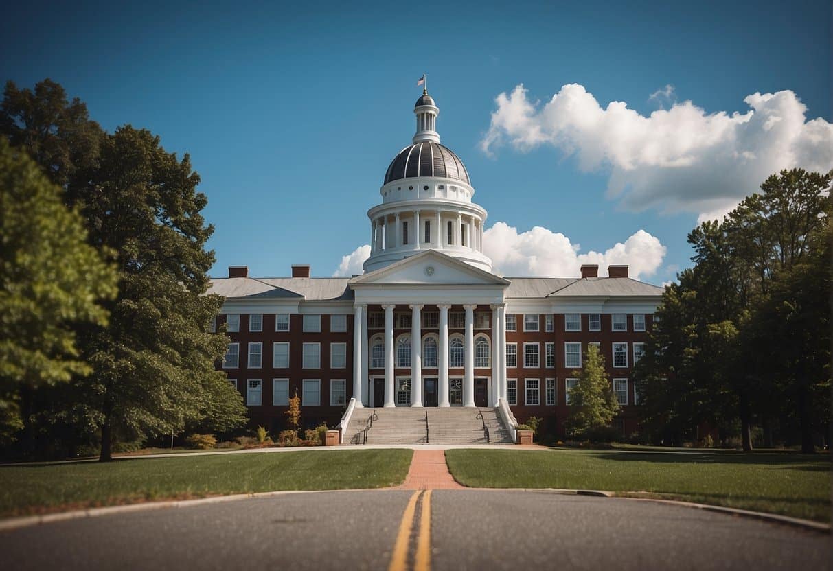 A white building with a dome in the background, located in a legal state (NC) where THCa is permitted.