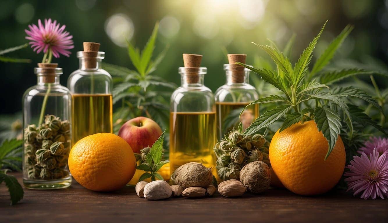 delta-8 thc and oranges on a wooden table, emitting a delightful aroma.