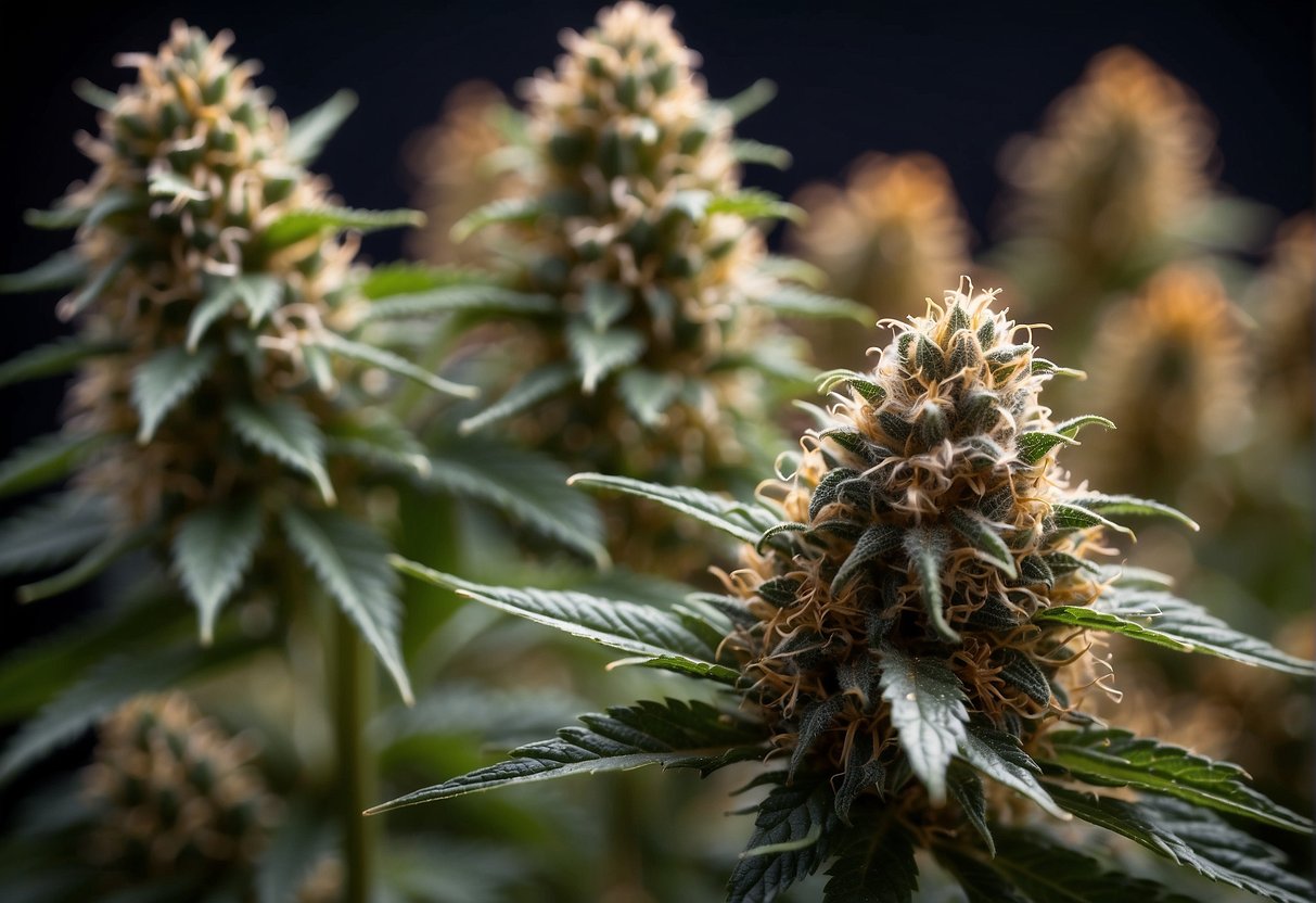 thca Cannabis plants growing on a black background.