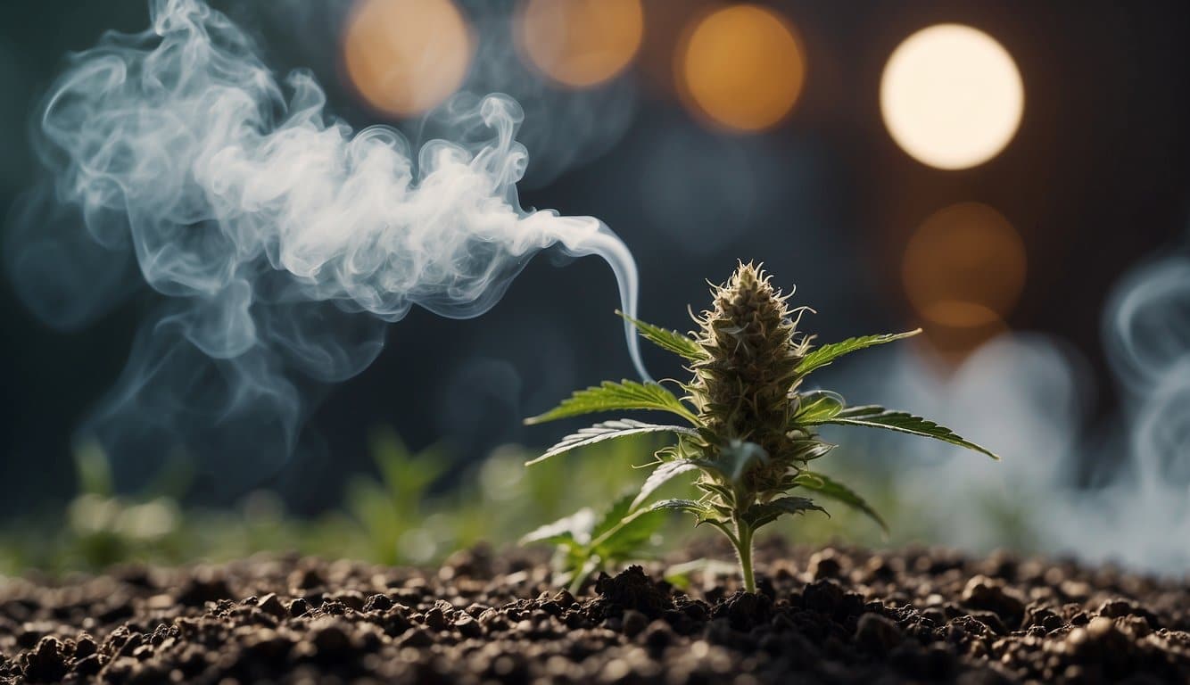 A weed plant emitting smoke.