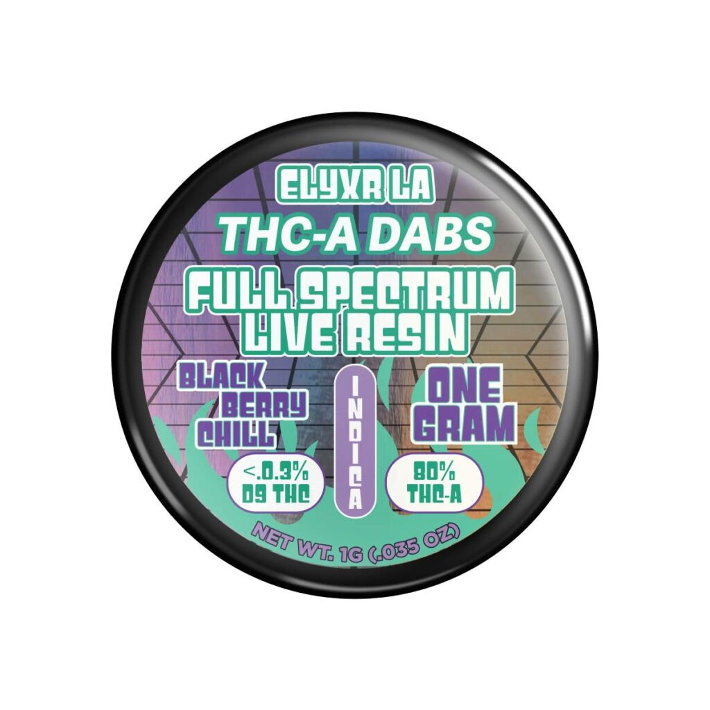 elyxr la thca dabs full spectrum live resin blackberry chill indica 1g