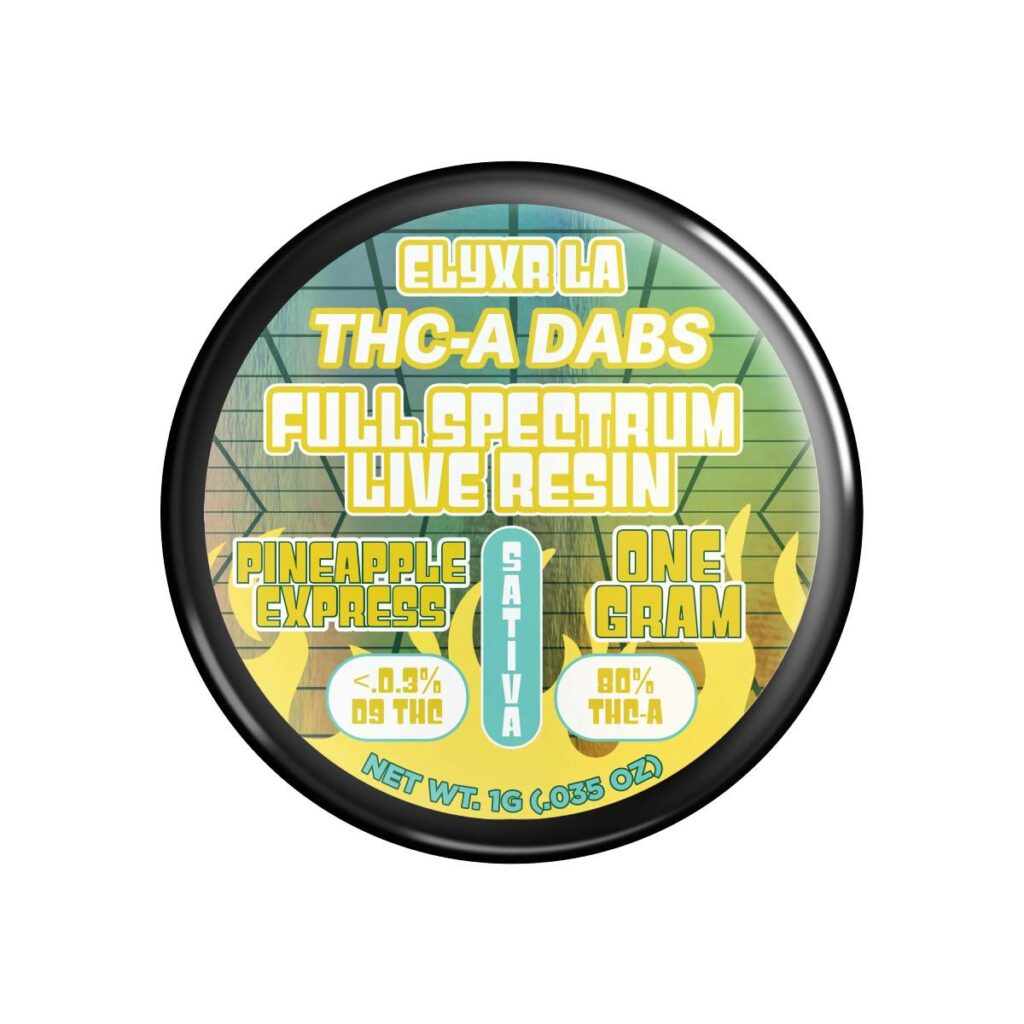 elyxr la thca dabs full spectrum live resin pineapple express sativa 1g