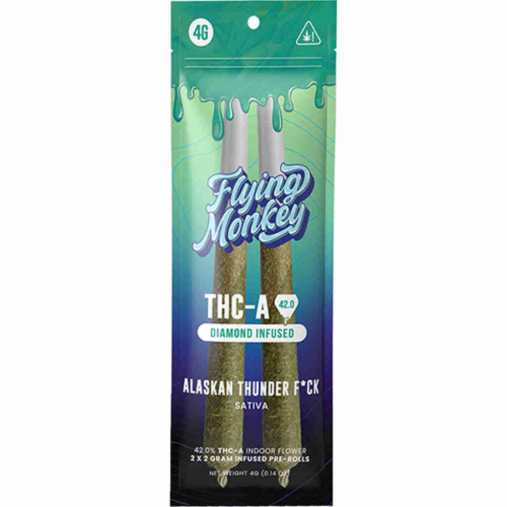 Flying Monkey THCa Diamond Infused Pre-Rolls 4g Alaskan Thunder F*ck