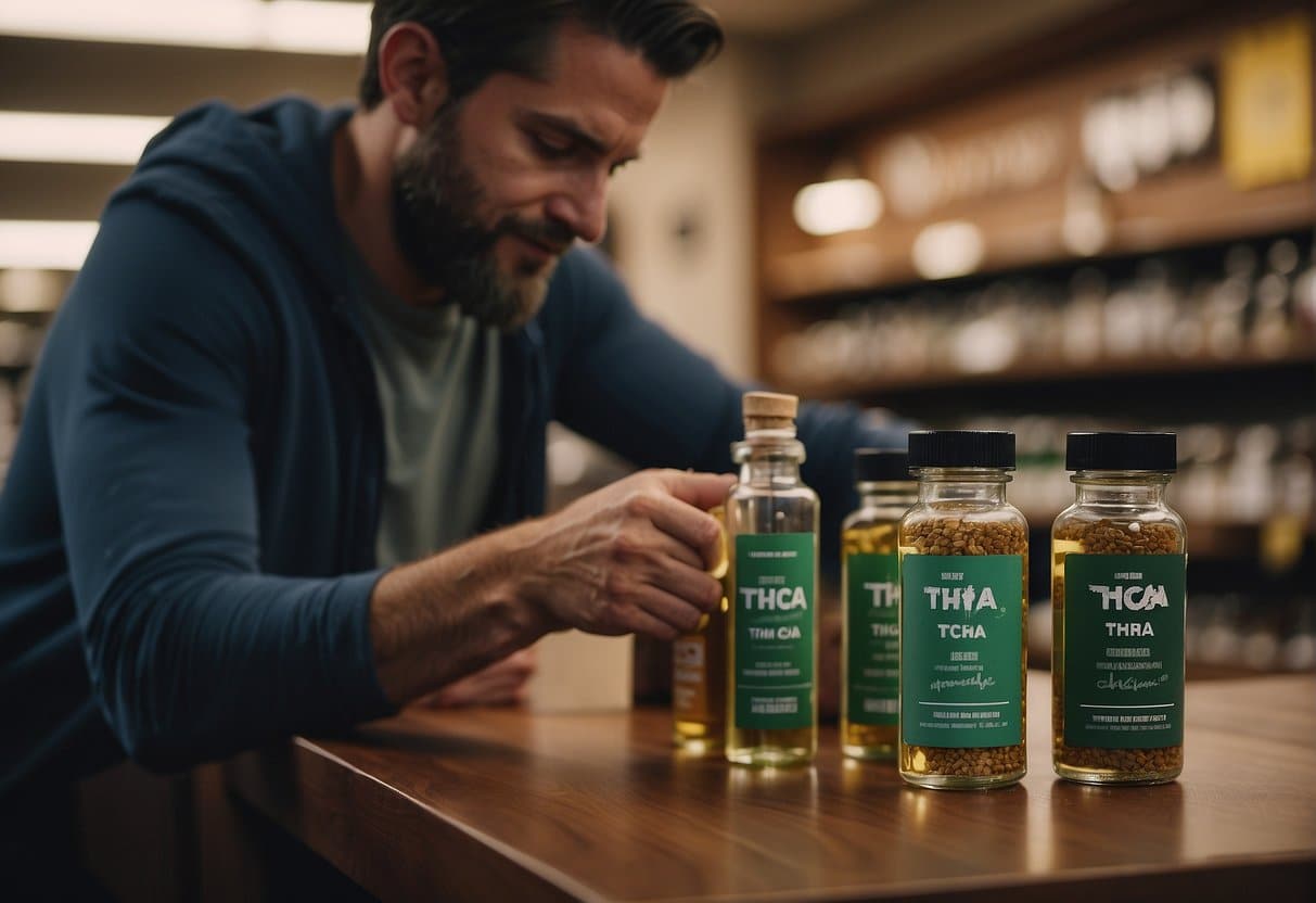 A man is browsing through the exquisite selection of whisky bottles at a store.