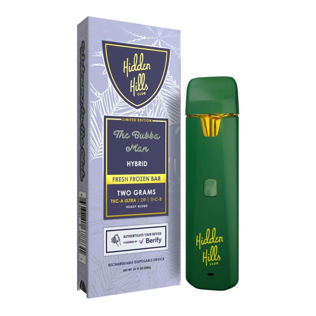 hidden hills club heady blend disposables 2g the bubba man