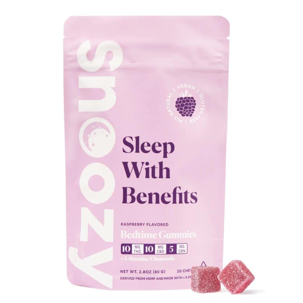 snoozy vegan thc gummies raspberry bedtime