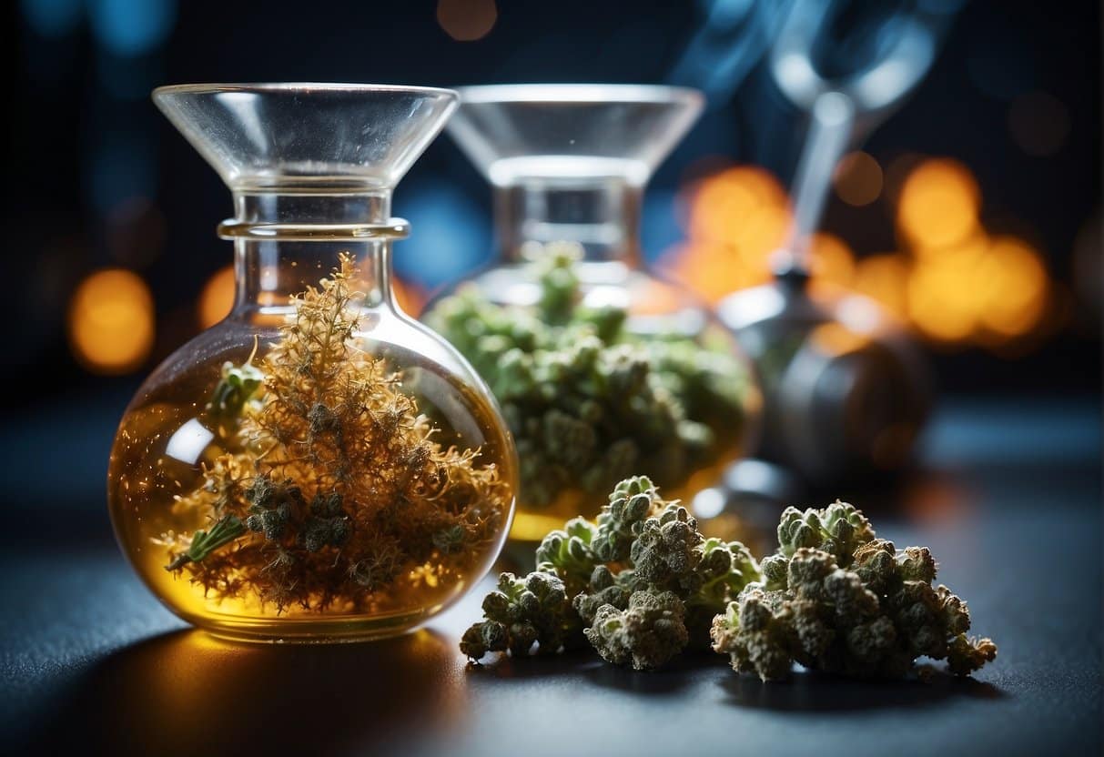THCa crystals melting into a viscous liquid when exposed to heat, with bubbles forming as the conversion process occurs