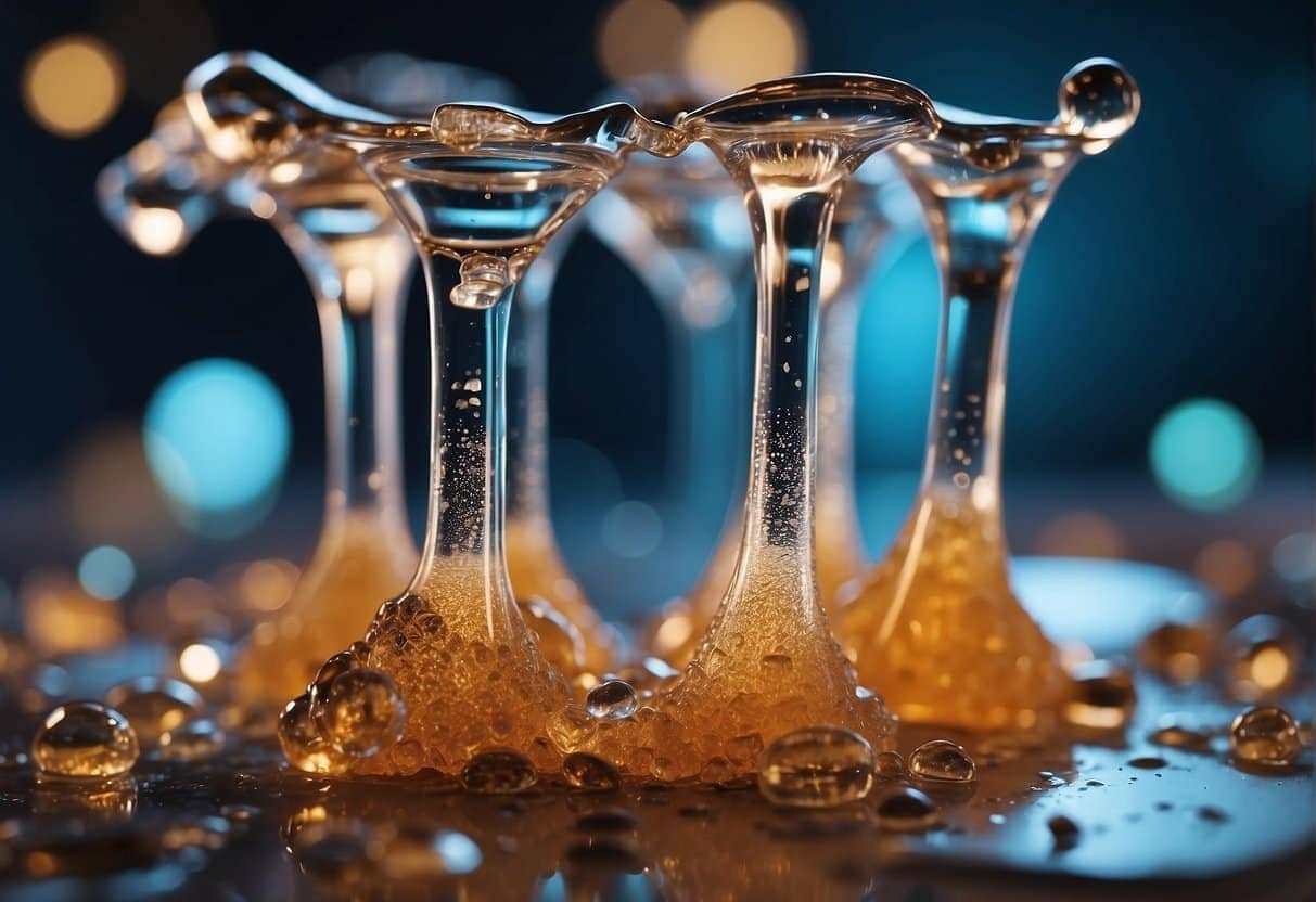 THCa crystals melting into a viscous liquid when exposed to heat, releasing a faint aroma and changing color from clear to amber