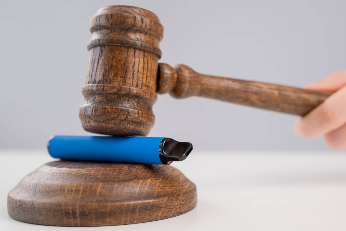 A vape kept under the gavel showing the hardcore laws for it