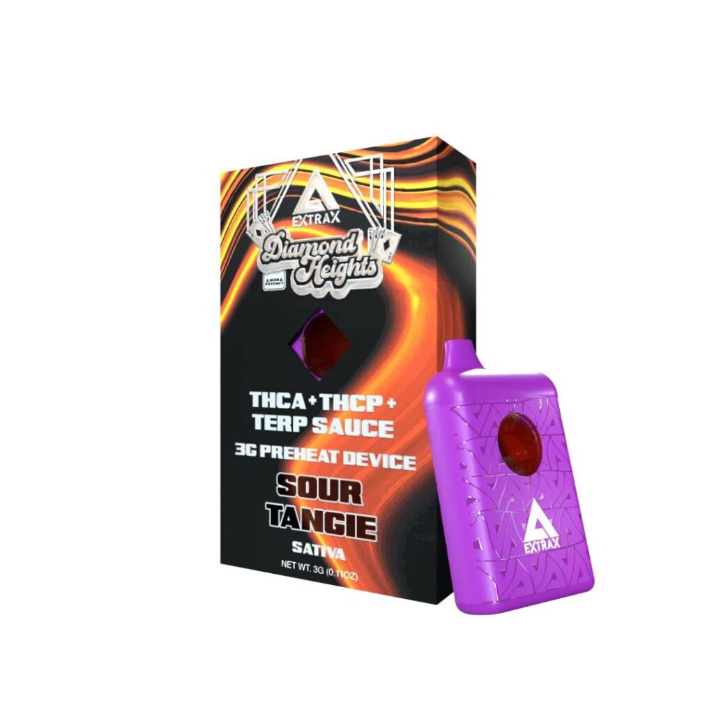 delta extrax diamond heights terp sauce disposables 3g sour tangie