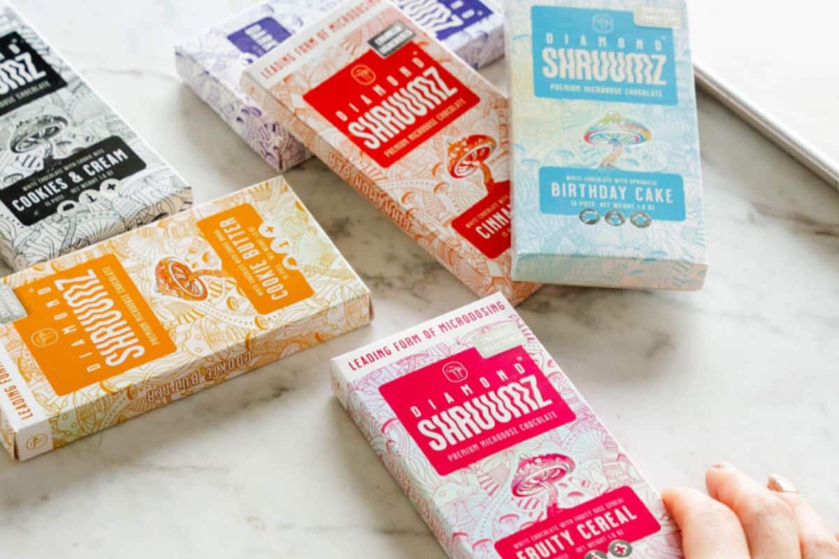 Many shruumz products kept together for review.