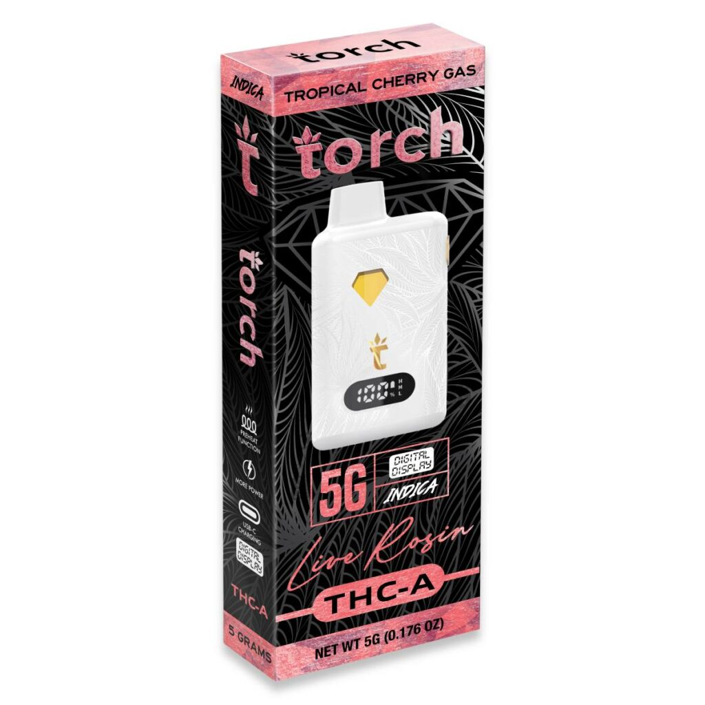 torch thca live rosin screen disposable 5g tropical cherry gas