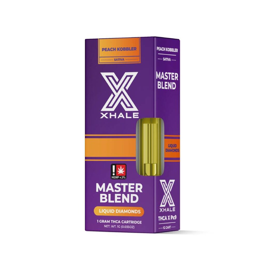 xhale master blend thca liquid diamonds cartridge 1g peach kobbler