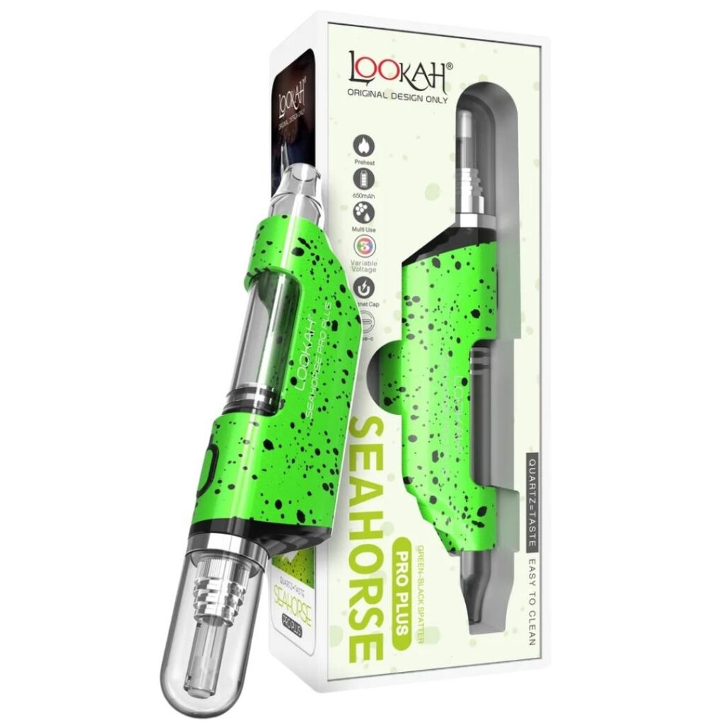 Lookah Seahorse Pro Plus Dab Pen Kit Green + Black Splatter