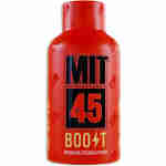 Red bottle labeled "MIT 45 BOOST" containing Mitragyna Speciosa extract, the ultimate Kratom Shot.