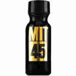 A small black bottle with a gold and black label reading "MIT 45 Kratom Shot.