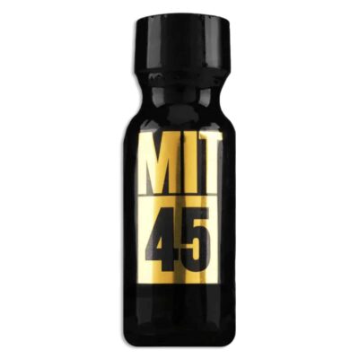 A small black bottle with a gold and black label reading "MIT 45 Kratom Shot.