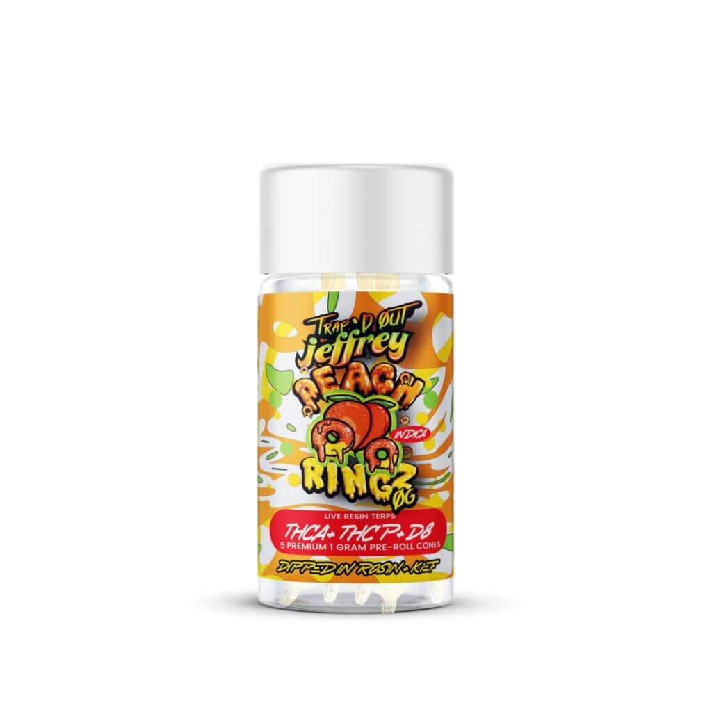 HiXotic Trap’d Out Jeffrey 5g Pre-Rolls 5pc peach-ringz-og