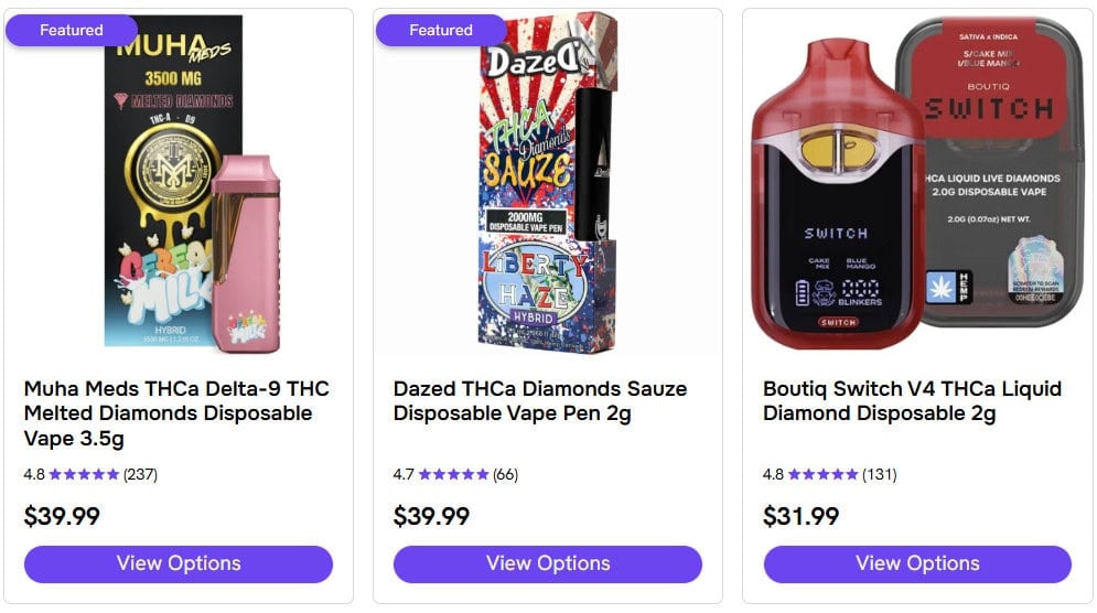 A collection of thca vapes for sale