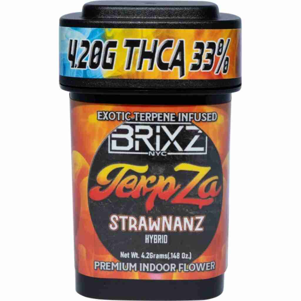 BRIXZ NYC TerpZa Exotic Terpene Infused THCa Premium Indoor Flower 4.20g Strawnanz.