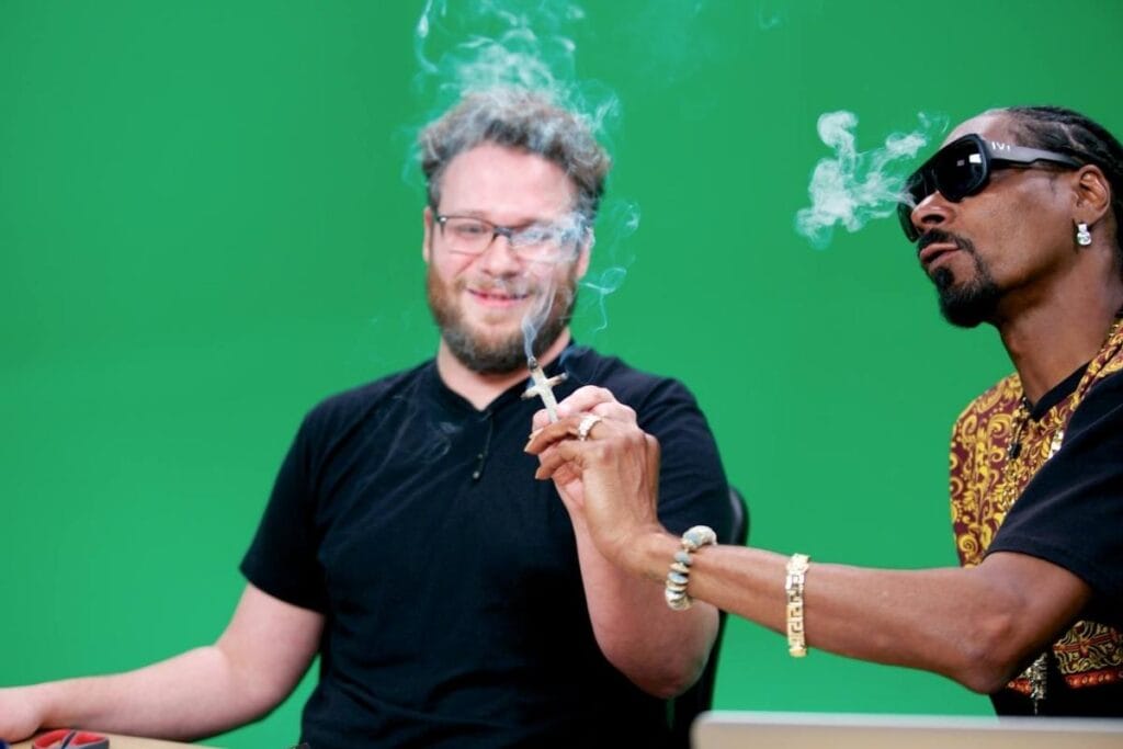 Seth Rogen is smoking weed with Snoop Dogg