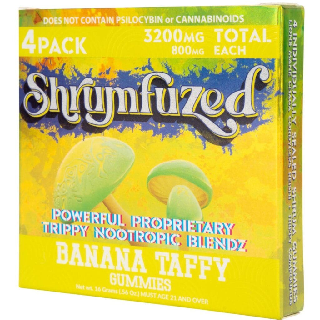 Shrumfuzed Nootropic Mushroom Gummies Banana Taffy 4 Pack