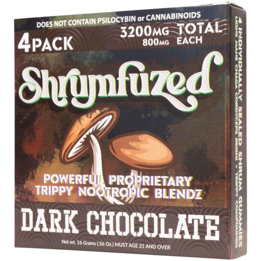 Shrumfuzed Nootropic Mushroom Gummies Dark Chocolate 4 piece