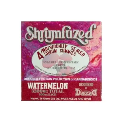 Shrumfuzed Nootropic Trippy Psychedelic Mushroom Gummies 4 Piece Watermelon Flavor.
