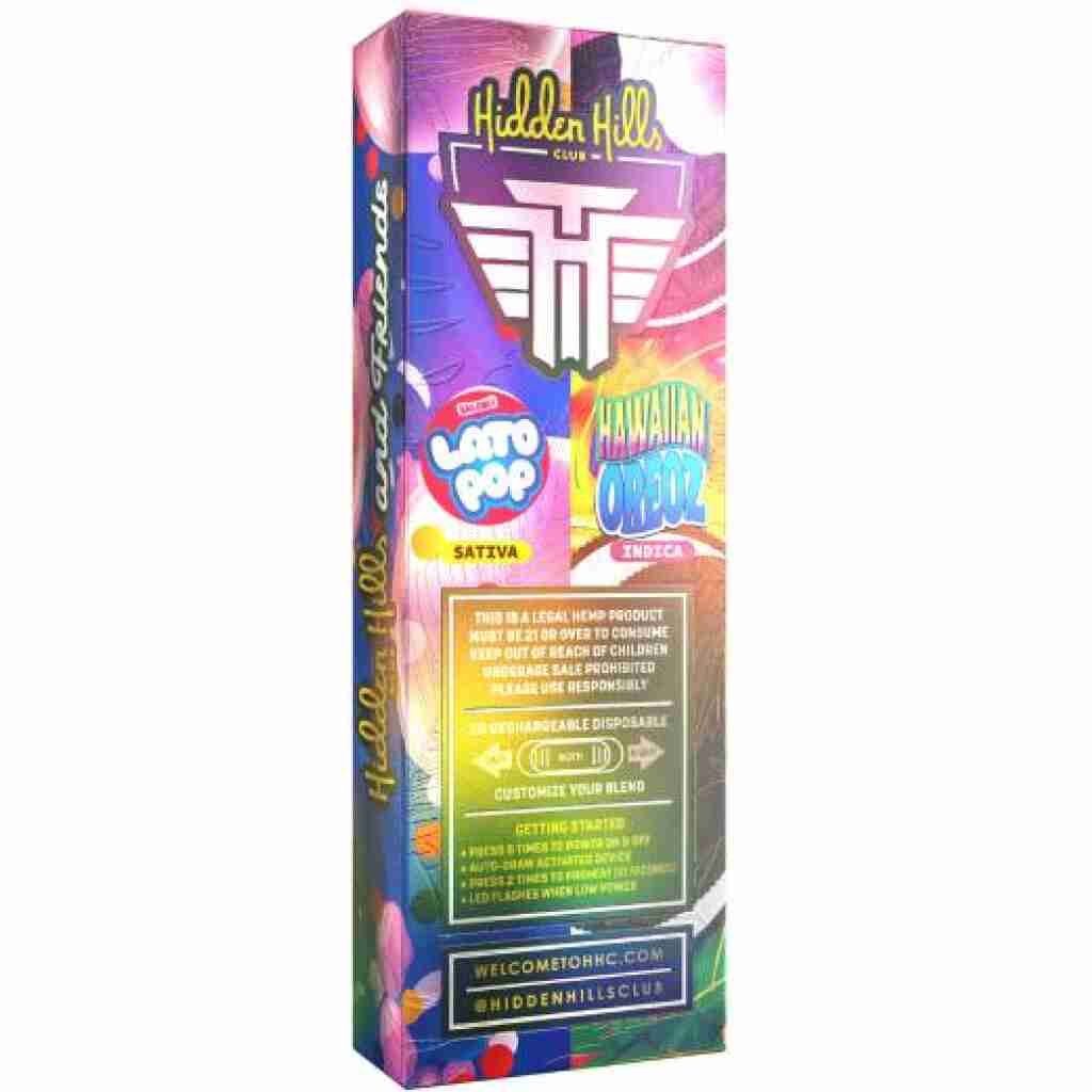 hidden hills club and friends disposable 2g high tolerance hawaiian oreoz lato pop 1