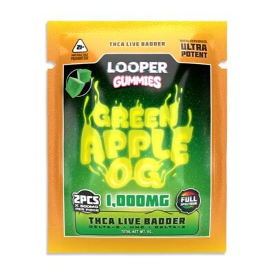 looper thca live badder 2pc gummies 1000mg green apple og