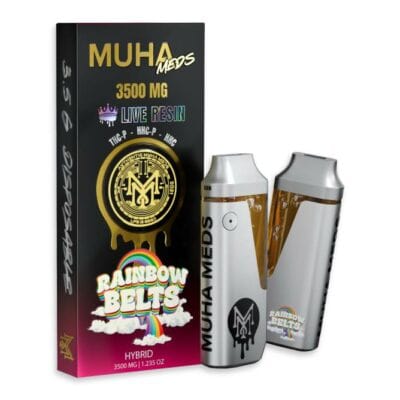 muha meds live resin disposable 3.5g rainbow belts