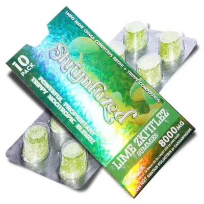 shrumfuzed nootropics trippy psychedelic mushroom gummies 10pk lime zkittlez.