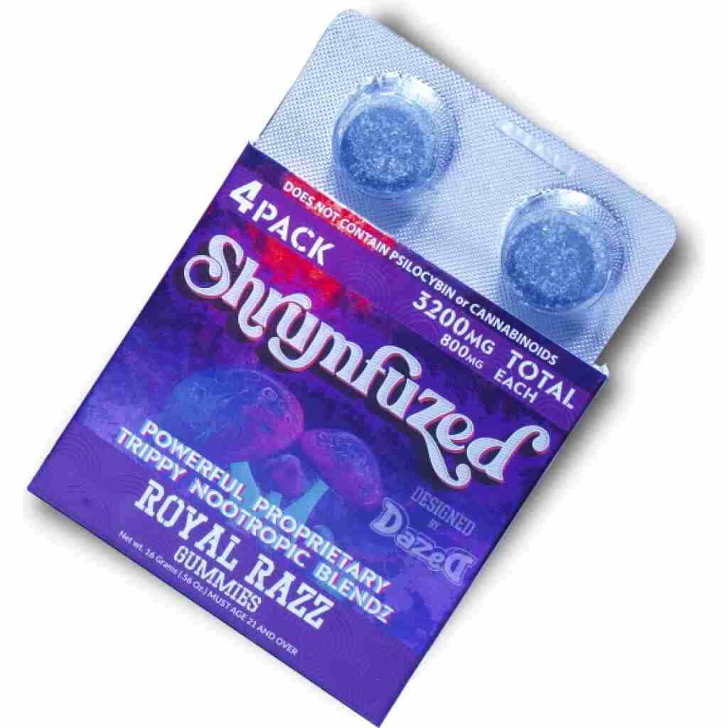 shrumfuzed nootropics trippy psychedelic mushroom gummies 4pk royal razz.