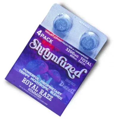 shrumfuzed nootropics trippy psychedelic mushroom gummies 4pk royal razz.