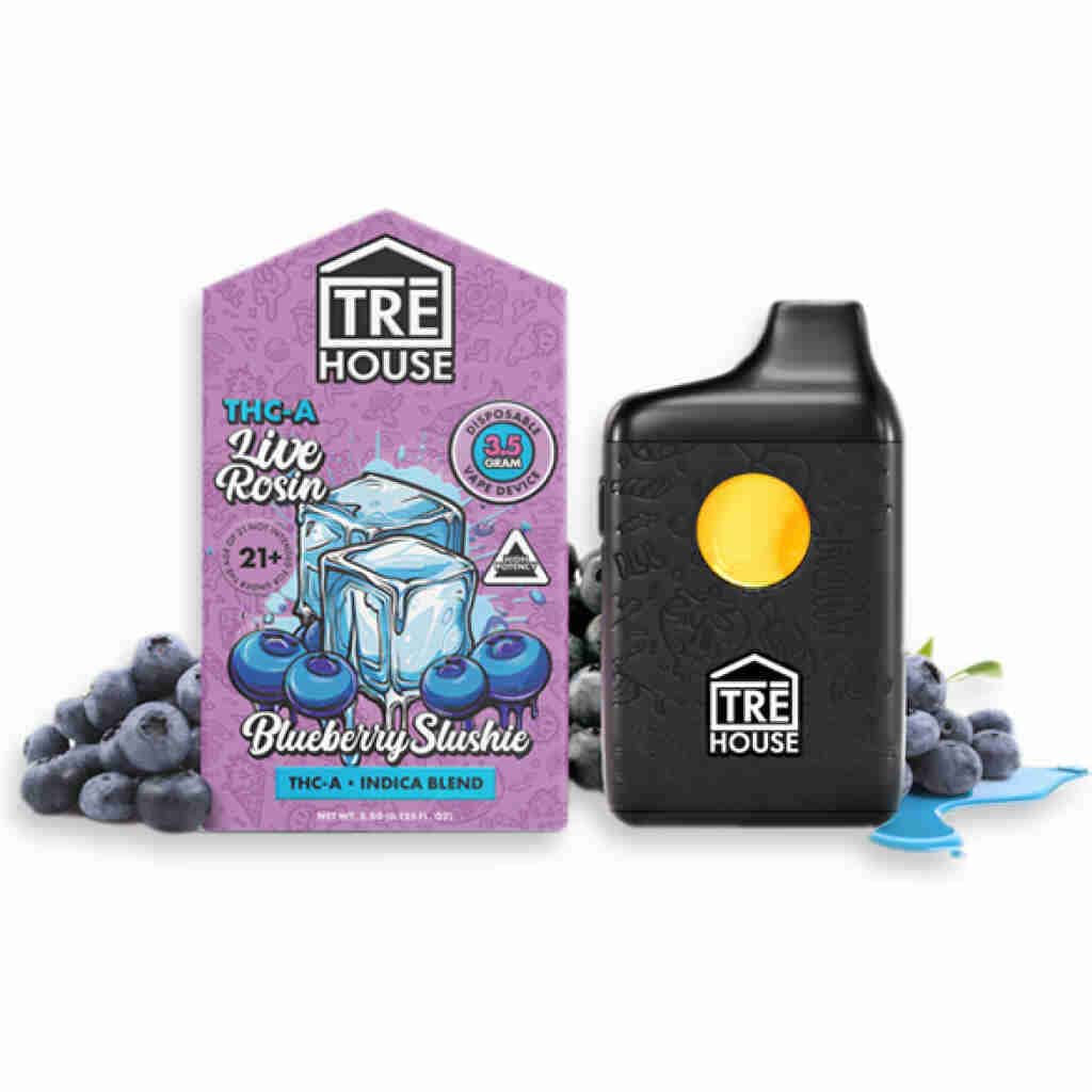 TRĒ House Live Rosin THCa Disposable Vape 3.5g Blueberry Slushie