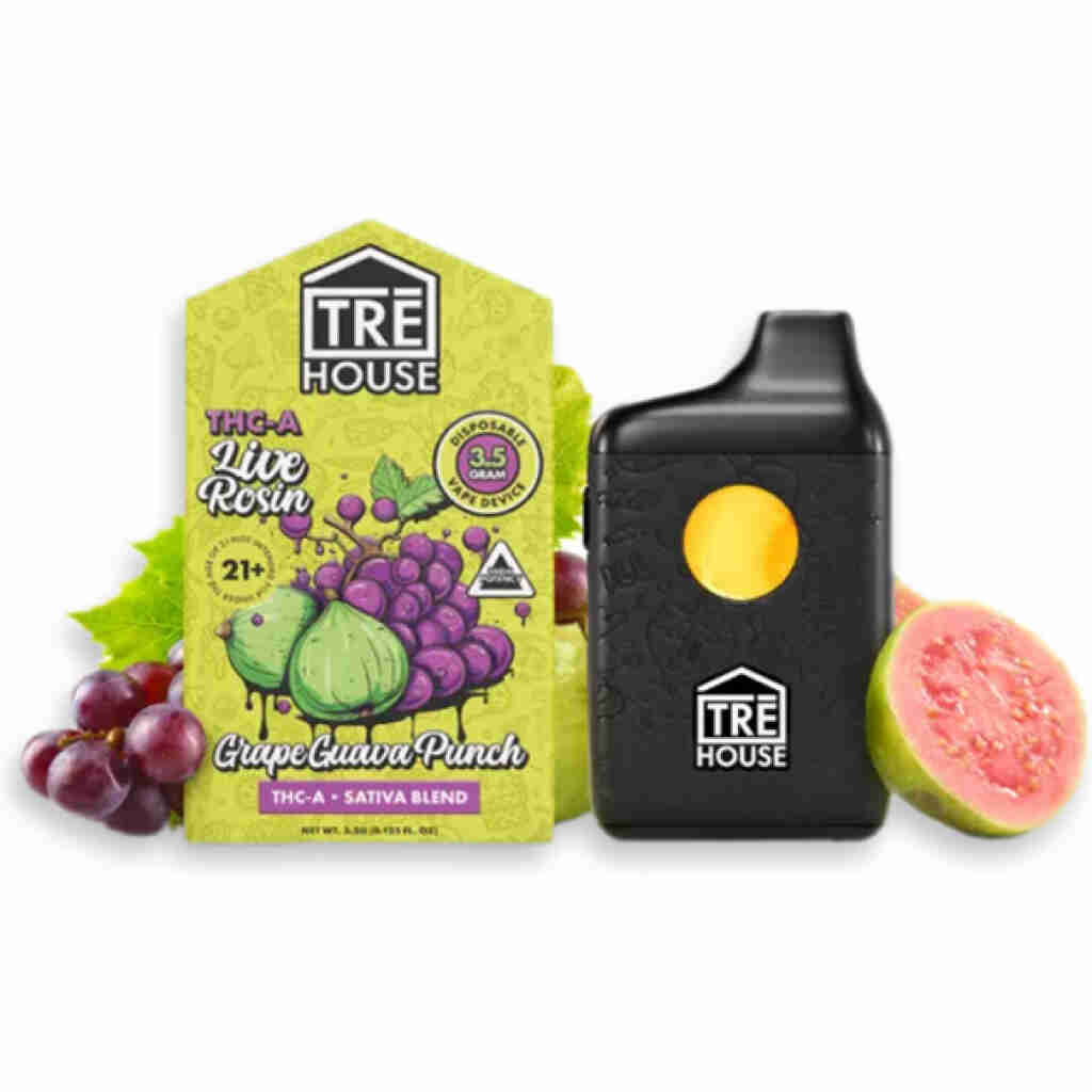 TRĒ House Live Rosin THCa Disposable Vape 3.5g Grape Guava Punch