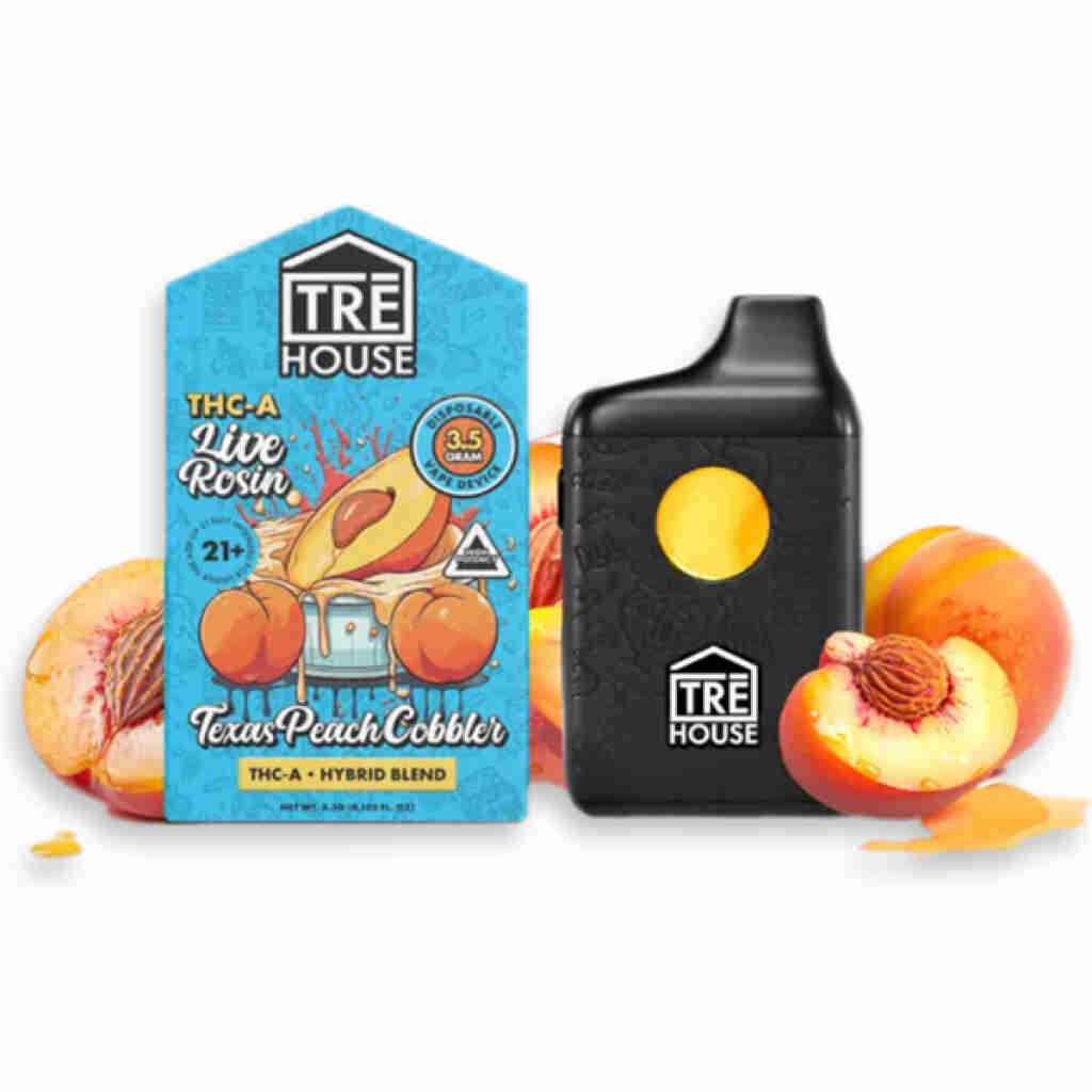 TRĒ House Live Rosin THCa Disposable Vape 3.5g Texas Peach Cobbler