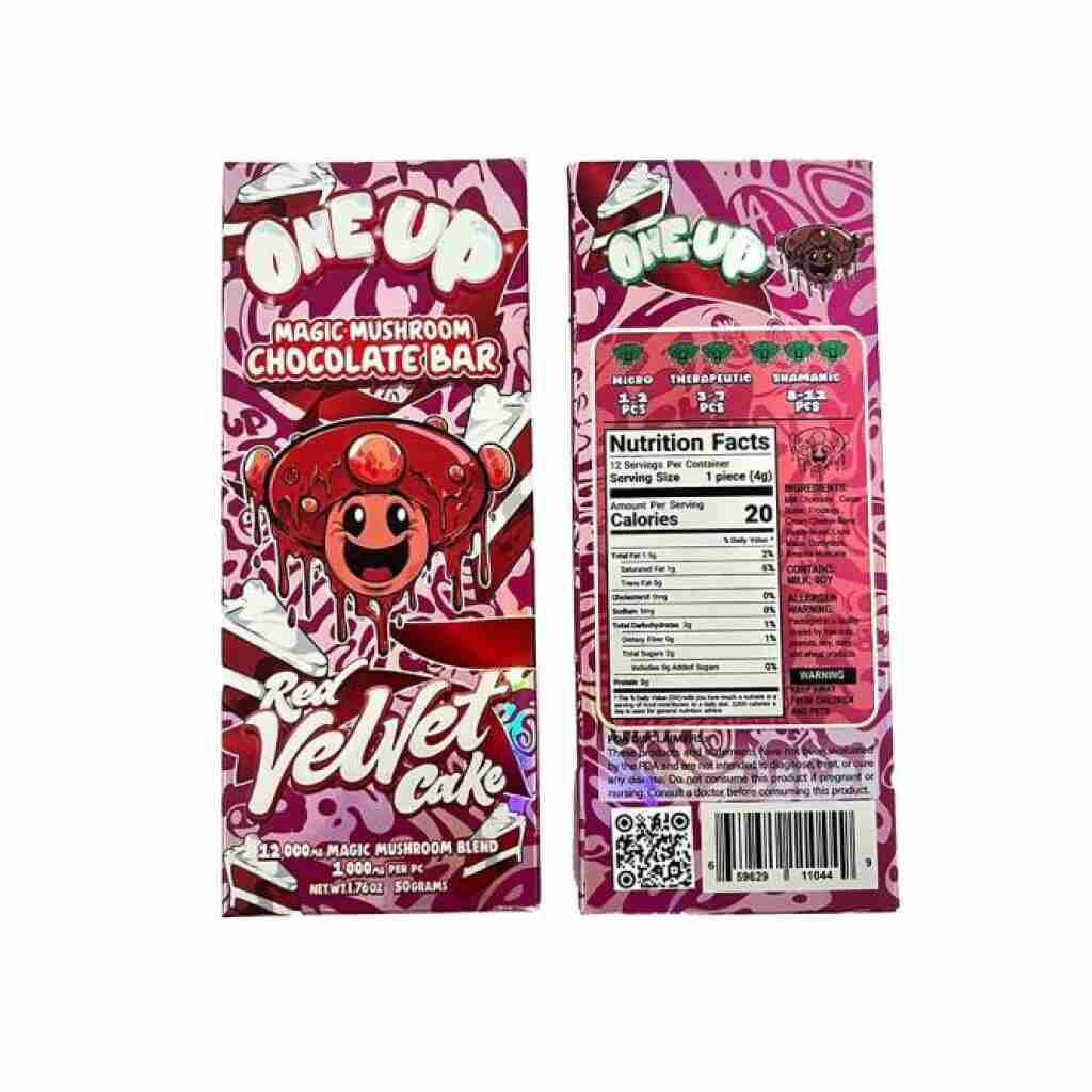 one up magic mushroom chocolate bars 12000mg 12pc red velvet cake