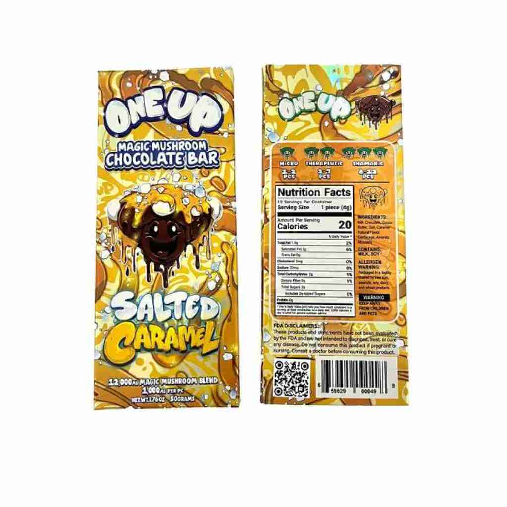 one up magic mushroom chocolate bars 12000mg 12pc salted caramel