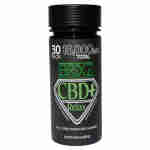 A sleek black cylindrical container labeled BRIXZ NYC CBD+ Relax features a vibrant green and white design. It boasts 30 Pack, 16,000 MG Total and promises Full Spectrum CBD Gummies infused with live resin terpenes in assorted flavors.