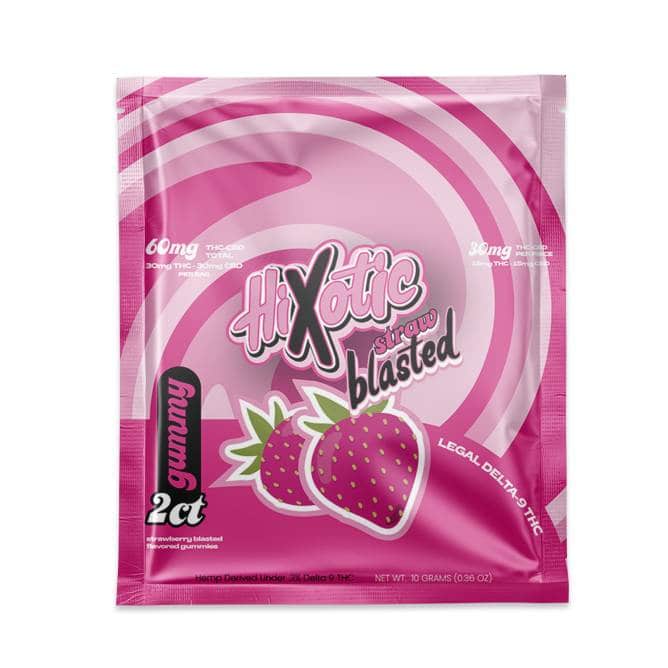 hixotic delta 9 thc gummies 2pc strawblasted