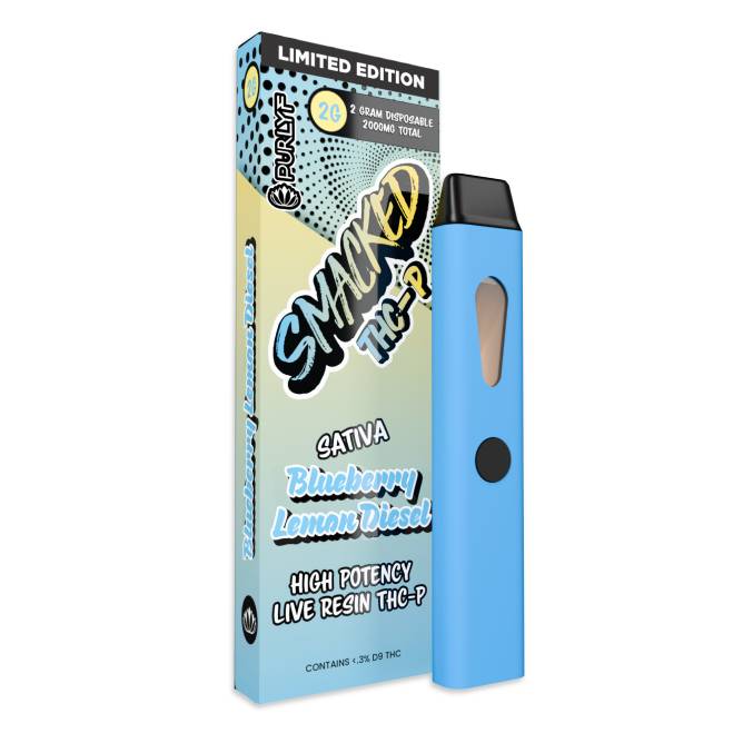 purlyf smacked thcp disposable 2g blueberry lemon diesel