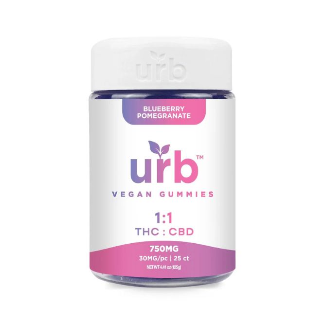 Urb 1-1 THC CBD Gummies 750 mg 6pc - Blueberry Pomegranate