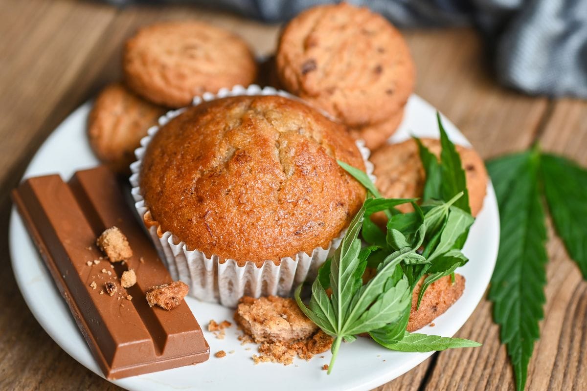 Weed infused edibles items kept on a plate for consumption