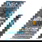 The Dazed THCA Live Rosin AI BLenz Disposable 3g package, with its blue and gray circuit design, features the Platinum Alien Kush Indica flavor. A sleek black vape pen with a yellow button accompanies it.