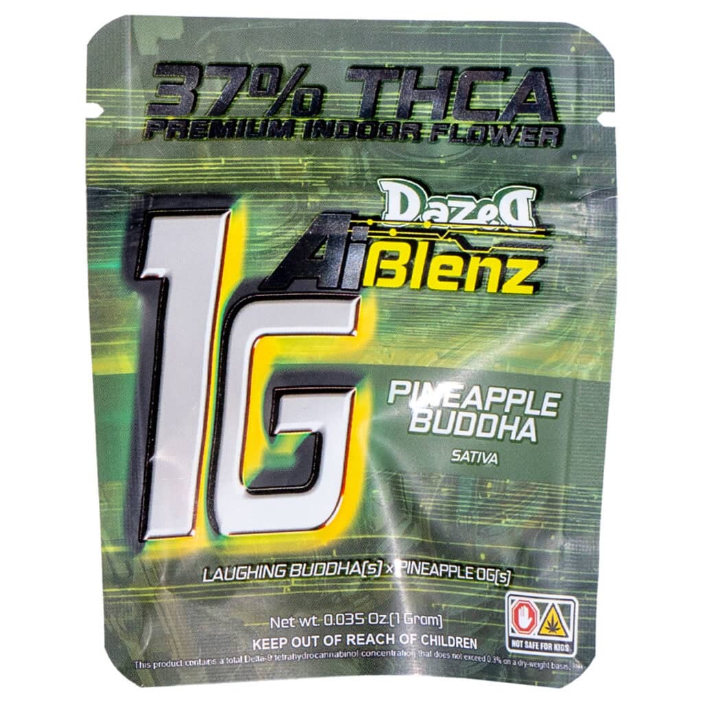 Dazed AI Blenz Premium Indoor THCa Flower 1g Pineapple Buddha